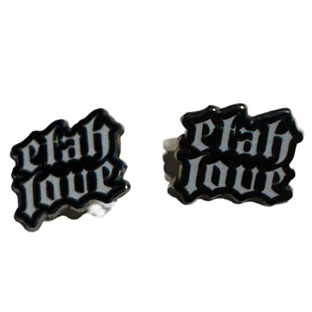 Etah‎ Love Hate 2 Heavy Metal Rock Roll Goth Punk Enamel Lapel Pin Pinback READ